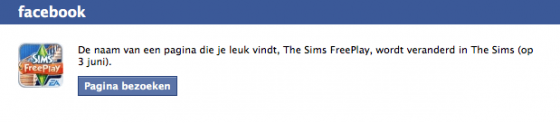 De Sims 3 Facebook verandert een boel namen?