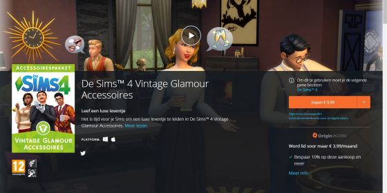 De Sims 4 Vintage Glamour Accessoires