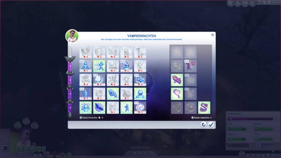 SN Review: De Sims 4 Vampieren - Vampierkrachten menu